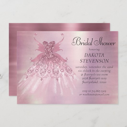 Invitation Fairy Wing Mauve Gown | Luxueux Tône Rose Dusty (Devant / Derrière)