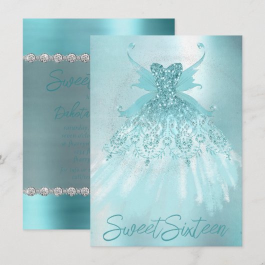 Invitation Fairy Wing Mint Gown | Luxe Pearl Green Aqua Sheen (Devant / Derrière)
