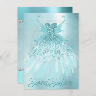 Invitation Fairy Wing Mint Gown Luxe Pearl Green Aqua Sheen
