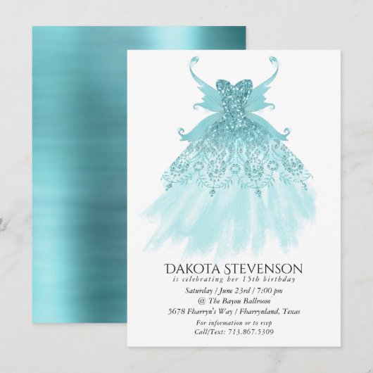 Invitation Fairy Wing Mint Gown | Luxe Pearl Green Aqua Sheen (Devant / Derrière)