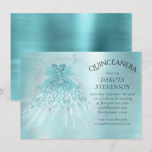 Invitation Fairy Wing Mint Gown | Luxe Pearl Green Aqua Sheen (Devant / Derrière)