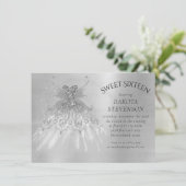 Invitation Fairy Wing Silver Gown | Platine Faux Sheen (Debout devant)