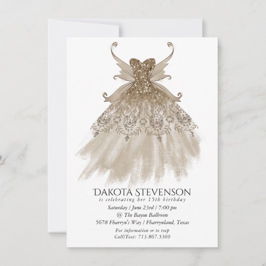 Invitation Fairy Wing Taupe Gown | Fleur de Champagne Élégant (Devant)