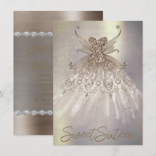 Invitation Fairy Wing Taupe Gown | Fleur de Champagne Élégant (Devant / Derrière)