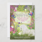 Invitation Fairy Woodland fête l'anniversaire de l'Unicorne (Dos)
