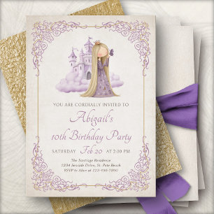 Invitation Fairytal Girls Anniversaire Princesse Violette