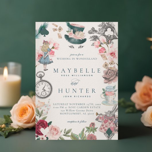 Invitation Fairytale Alice au pays des merveilles Mariage Whi