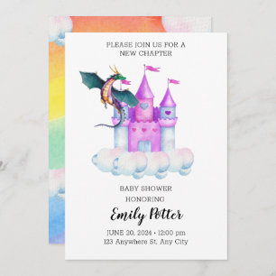 Invitation Fairytale Aquarelle Château Dragon Histoire magiqu