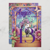 Invitation Fairytale Aquarelle violette et rose Blanc (Devant / Derrière)