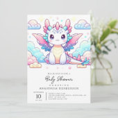 Invitation Fairytale Baby shower moderne Dragon (Debout devant)