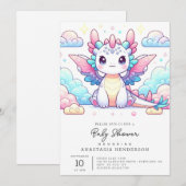 Invitation Fairytale Baby shower moderne Dragon (Devant / Derrière)