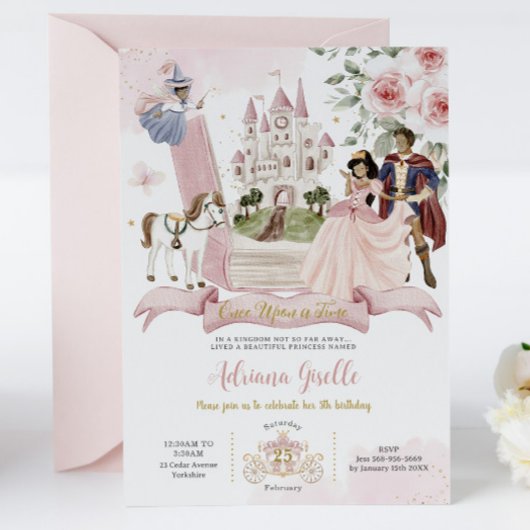 Invitation Fairytale Book Once Upon a Time Princess Birthday