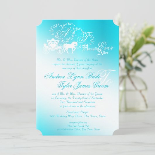 Invitation Fairytale Carriage Aqua (Debout devant)