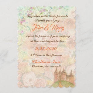 Invitation Fairytale Castle Floral Mariage