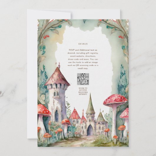 Invitation Fairytale Castle Mariage Fairycore Champignons Mag (Dos)