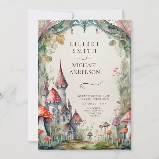 Invitation Fairytale Castle Mariage Fairycore Champignons Mag (Devant)