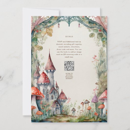 Invitation Fairytale Castle Mariage Fairycore Champignons Mag (Dos)