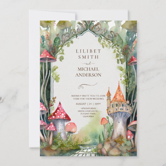 Invitation Fairytale Castle Mariage Fairycore Champignons Mag (Devant)