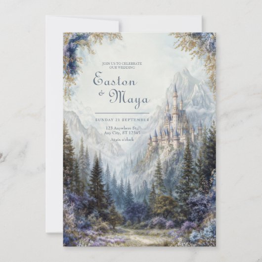 Invitation Fairytale Castle Misty Mountain Wedding (Devant)