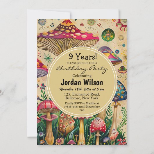 Invitation Fairytale Champhrooms 9e fête d'anniversaire (Devant)