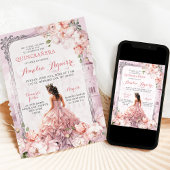 Invitation Fairytale Château Royal Blush Pink Quinceañera