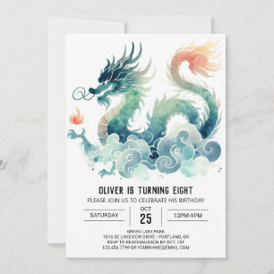 Invitation Fairytale Dragon féroce Enfants d'anniversaire