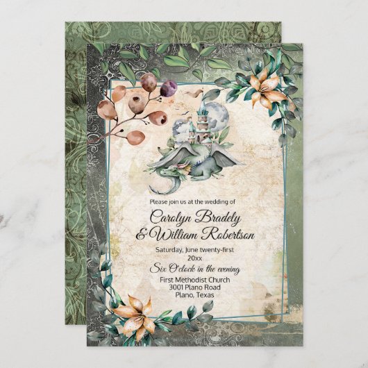 Invitation Fairytale Dragon Mariage (Devant / Derrière)