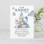 Invitation Fairytale Dreamy Dragon Blue Knight Baby shower (Debout devant)