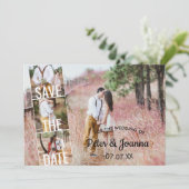 Invitation Fairytale Elegant 5 Photo Enregistrer La Date Mari (Debout devant)