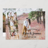 Invitation Fairytale Elegant 5 Photo Enregistrer La Date Mari (Devant / Derrière)