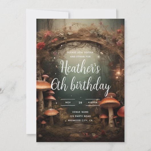 Invitation Fairytale Enchanted Forêt de Champignons Anniversa (Devant)