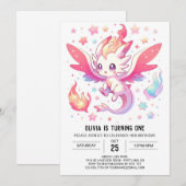 Invitation Fairytale Fiery Dragon 1er anniversaire (Devant / Derrière)