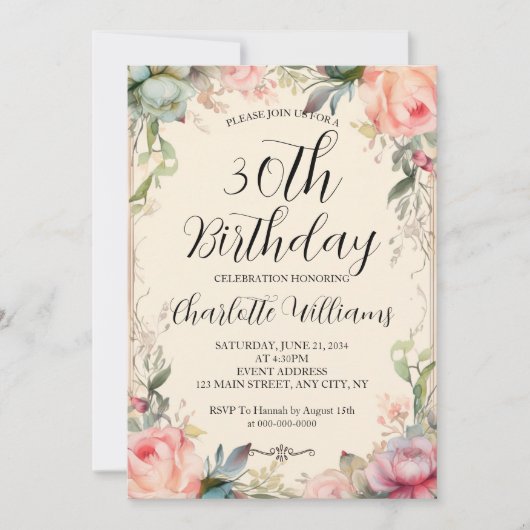 Invitation Fairytale Floral 30e anniversaire (Devant)