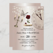 Invitation Fairytale Flower Dome Rose moderne Mariage or (Devant / Derrière)