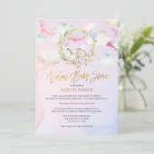 Invitation Fairytale Forest Rabbit rose | Baby shower virtuel (Debout devant)