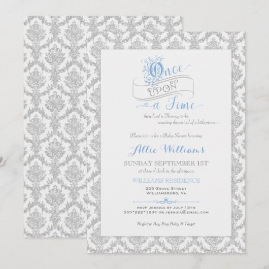 Invitation Fairytale Il était une fois Prince Baby shower (Devant / Derrière)