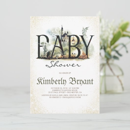 Invitation Fairytale Magie et Baby shower d'histoire enchanté (Debout devant)