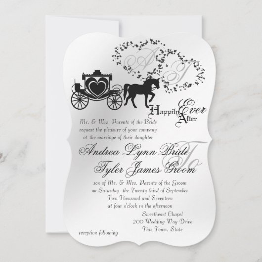 Invitation Fairytale Mariage Carriage Argent (Devant)