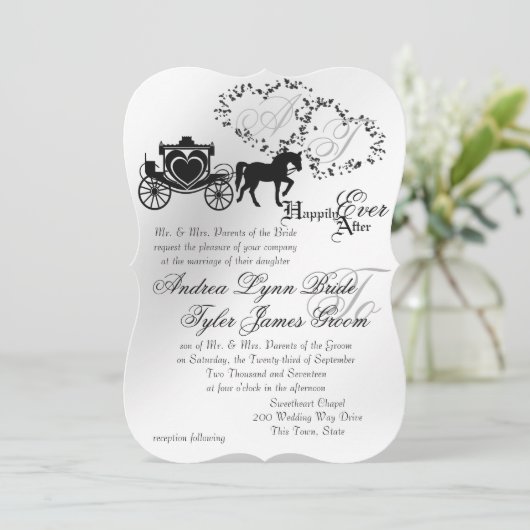 Invitation Fairytale Mariage Carriage Argent (Debout devant)