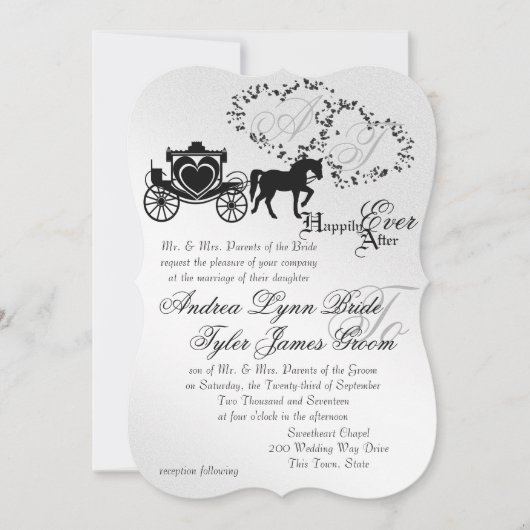 Invitation Fairytale Mariage Carriage Argent (Devant)