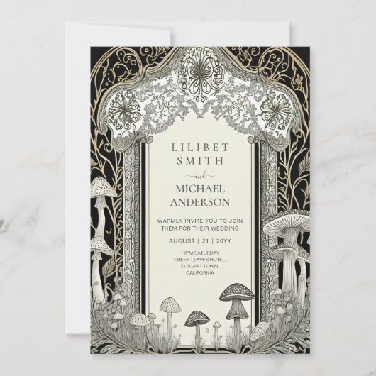 Invitation Fairytale Mariage Fairycore Mushrooms Forest (Devant)