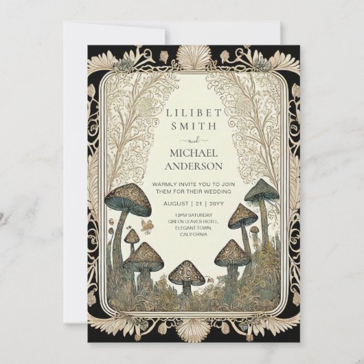 Invitation Fairytale Mariage Fairycore Mushrooms Forest (Devant)