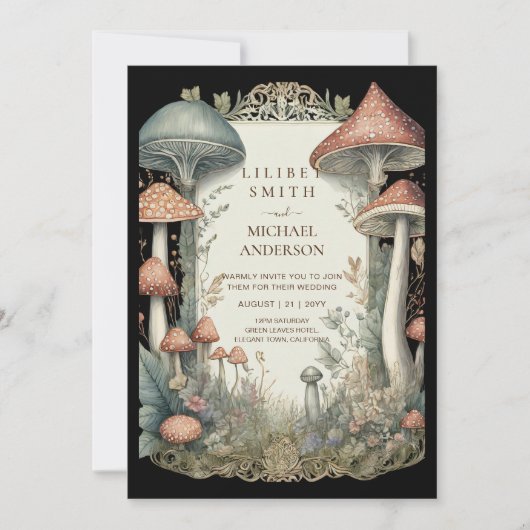 Invitation Fairytale Mariage Fairycore Mushrooms Forest (Devant)
