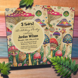 Invitation Fairytale Mushrooms 3e fête d'anniversaire