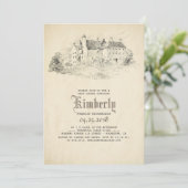 Invitation Fairytale Old Castle Baby shower Vintage (Debout devant)
