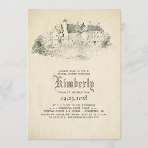 Invitation Fairytale Old Castle Fête des mariées Vintage