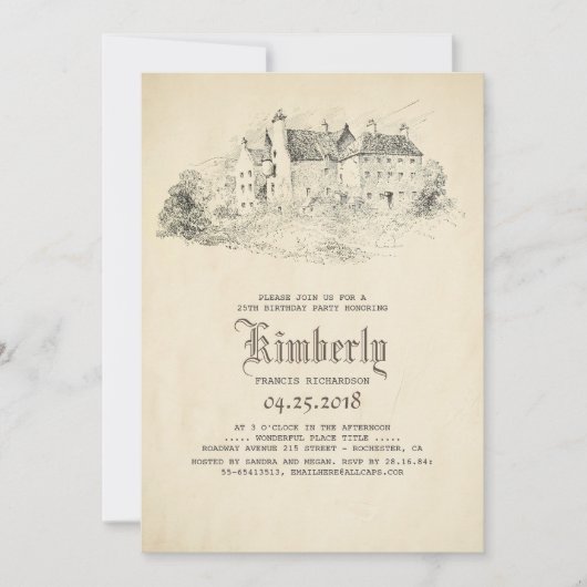 Invitation Fairytale Old Castle Vintage Anniversaire (Devant)