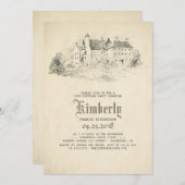 Invitation Fairytale Old Castle Vintage Anniversaire (Devant / Derrière)