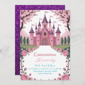 Invitation Fairytale Pink Castle Princess Birthday (Devant / Derrière)