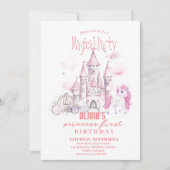 Invitation Fairytale Pink Castle unicorn Princess Anniversair (Devant)